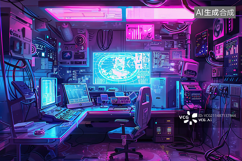 【AI数字艺术】计算机设备中连接的电缆的特写镜头图片素材