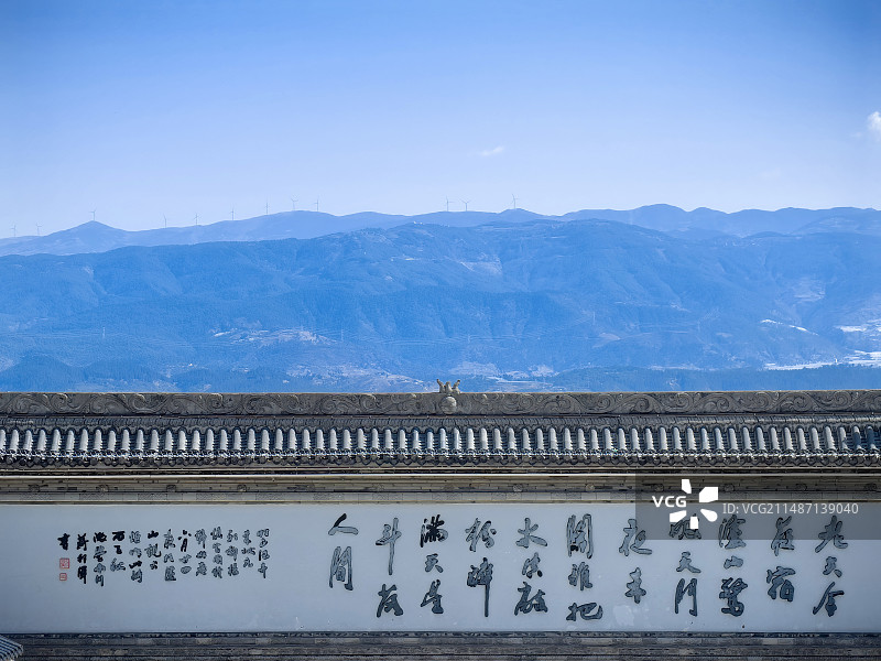 邛海泸山远眺图片素材