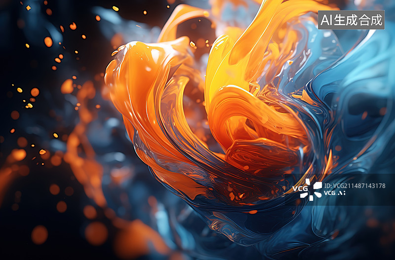 【AI数字艺术】彩色背景下的水特写镜头图片素材