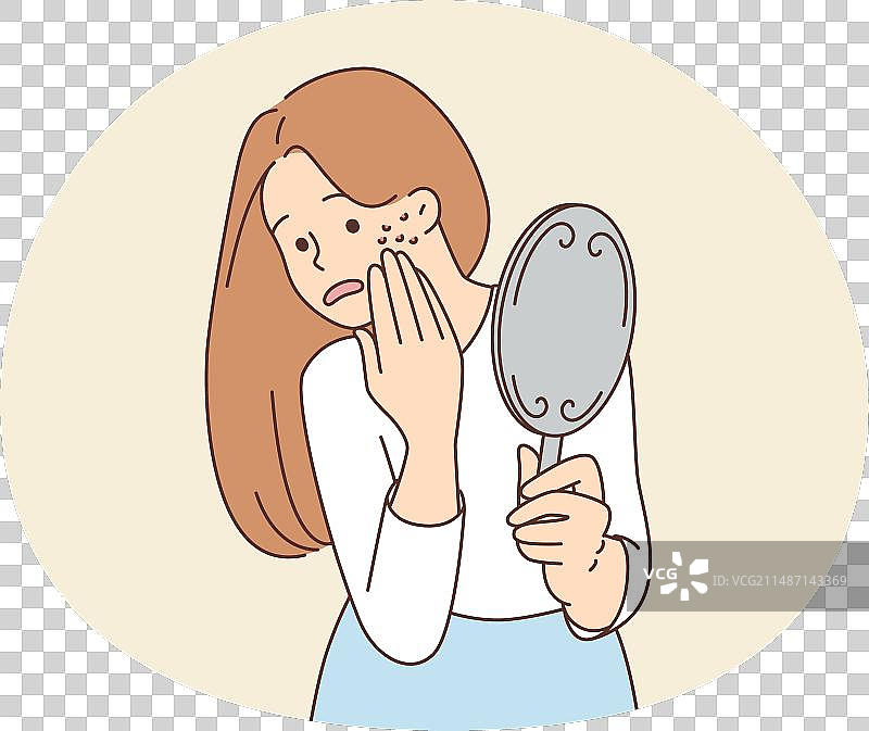 为痤疮烦恼的焦虑女人图片素材