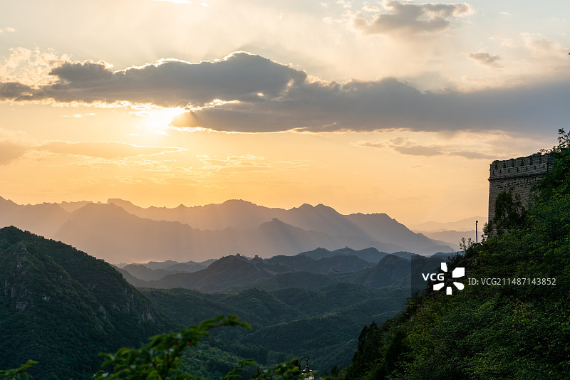 北京 夕阳 落日 山景 风光图片素材