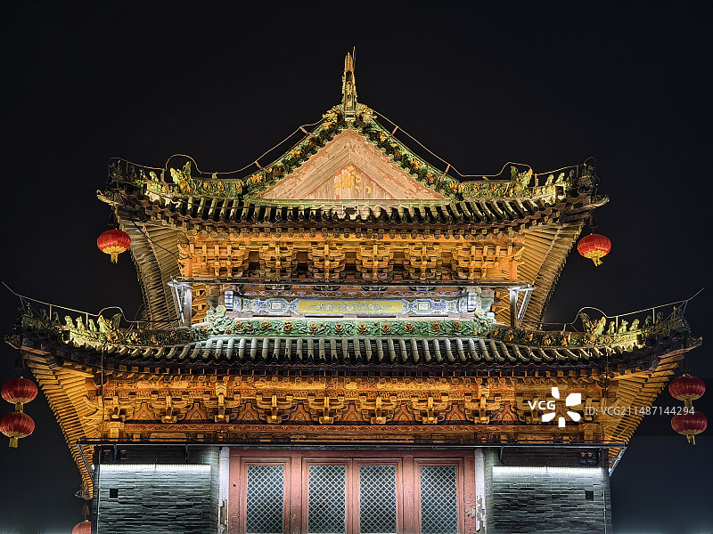 河南省安阳市钟楼夜景图片素材