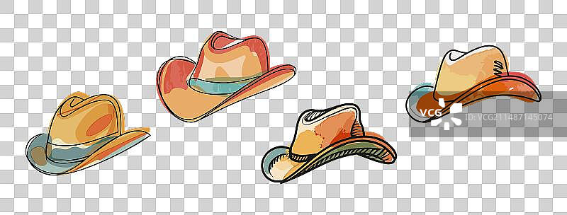 牛仔帽水彩画素材图片素材