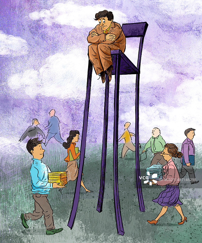 高高在上的经理，在监视员工忙碌的工作图片素材