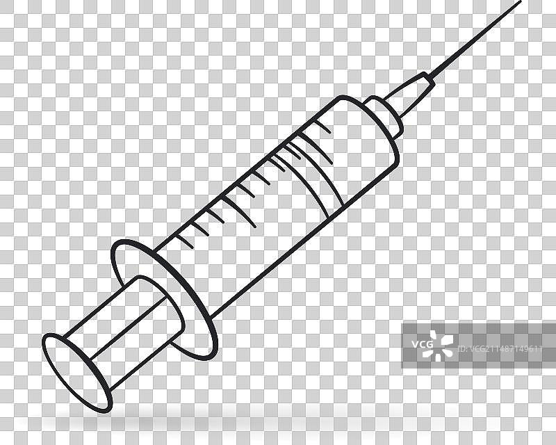 注射器黑白绘画图片素材