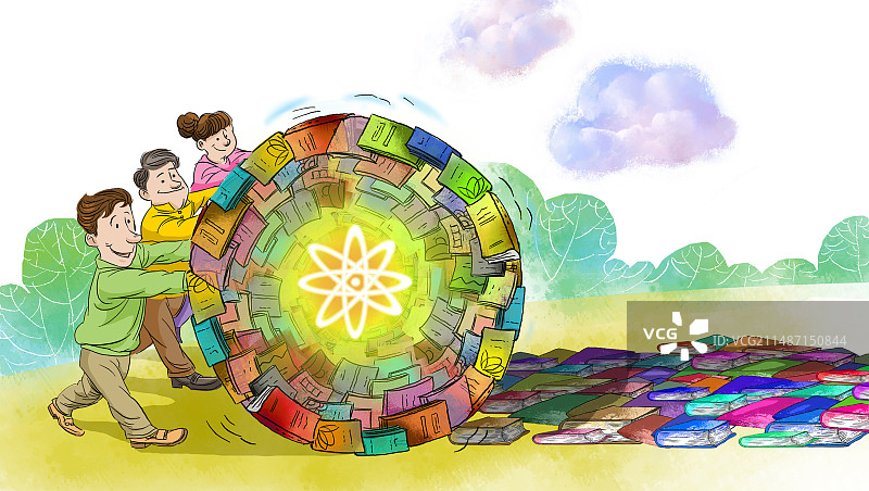 众人推动知识科技的进步图片素材