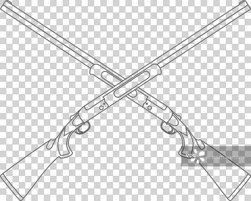 猎枪交叉轮廓图标图片素材