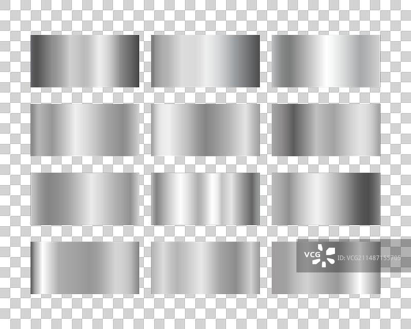 银色钢制闪亮金属渐变套装图片素材