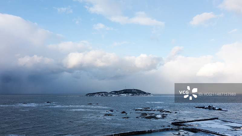 威海荣成市鸡鸣岛雪景 爸爸去哪儿取景地图片素材