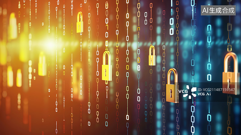 【AI数字艺术】金属上的挂锁和钥匙的全帧拍摄图片素材