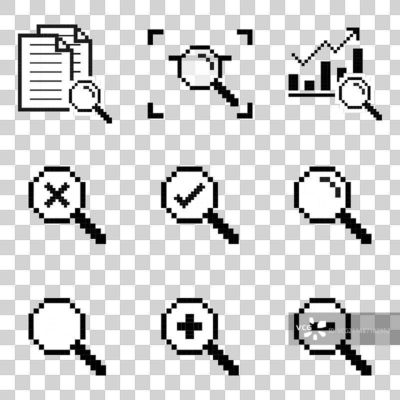 像素艺术研究放大镜图片素材