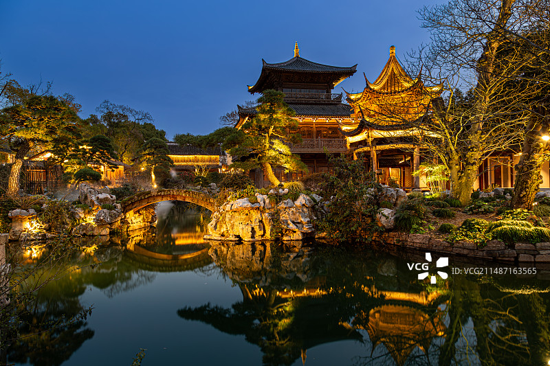 濮院古镇夜景图片素材