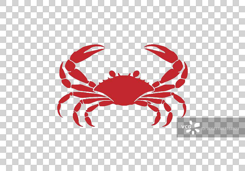 红色螃蟹图标剪影独立设计图片素材