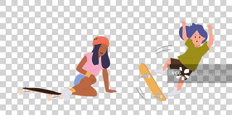 卡通人物儿童摔倒图片素材