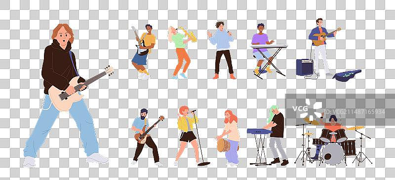 摇滚流行爵士明星卡通音乐家图片素材