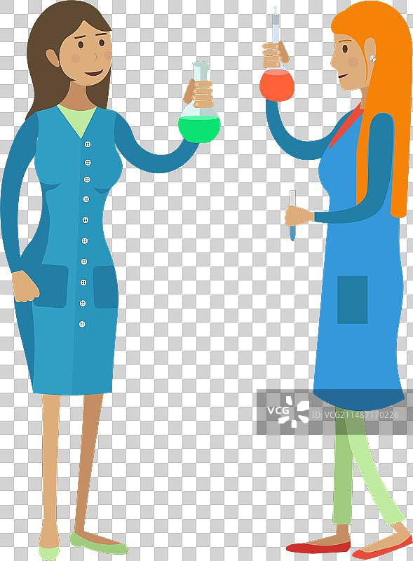 两名年轻女实验员进行实验图片素材