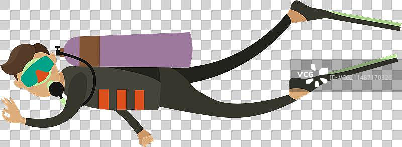 男子潜水员享受水下游泳图标图片素材