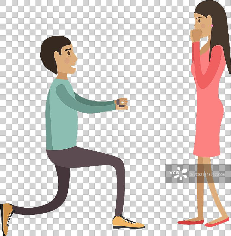 男人向女人求婚，手戴戒指图片素材