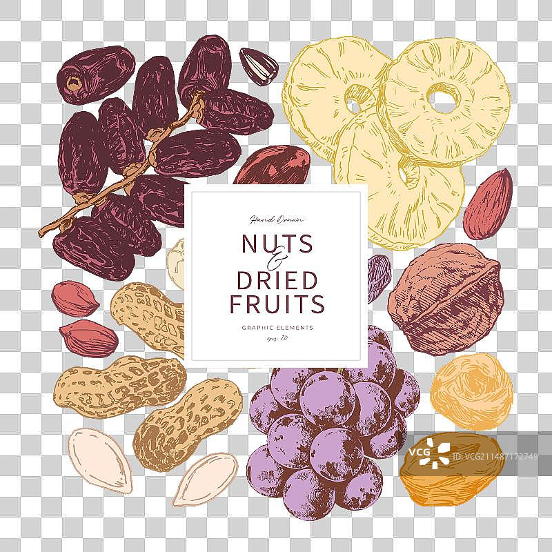 坚果和干果方形组合海报图片素材