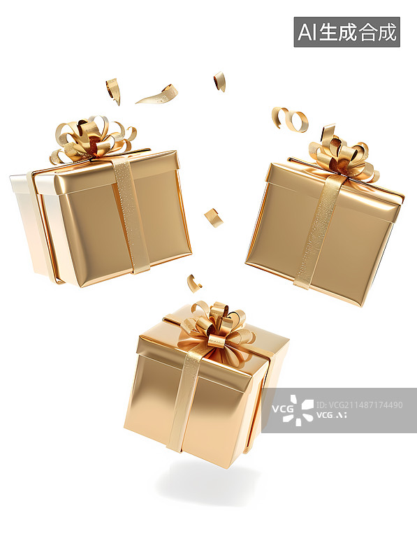 【AI数字艺术】金色包装礼盒图片素材
