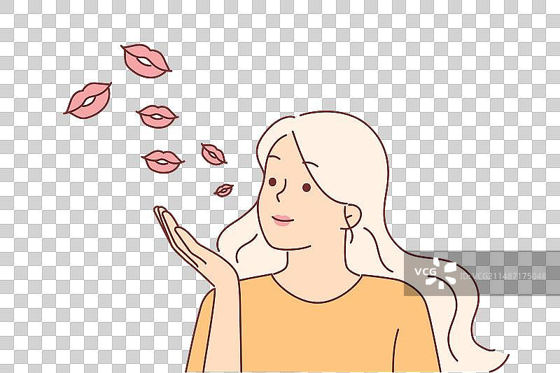 女士飞吻吸引男士注意图片素材