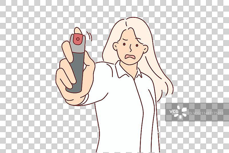 用辣椒喷雾威胁的女人图片素材