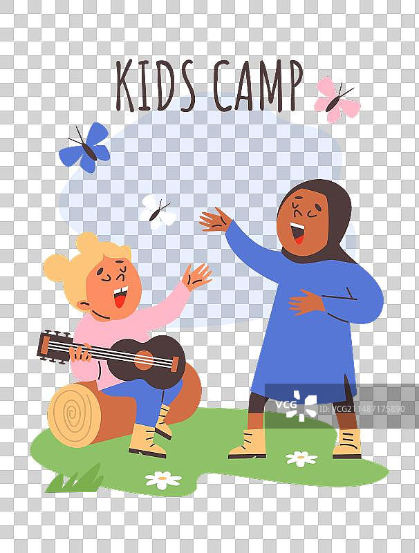 带有夏令营场景的宣传单图片素材