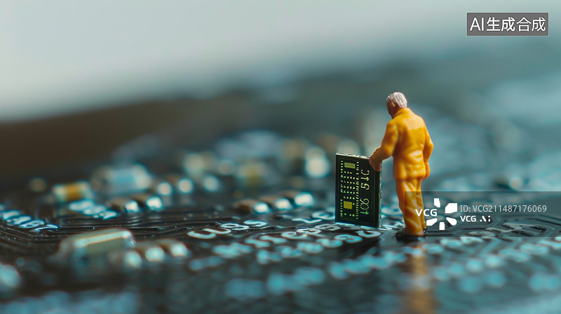 【AI数字艺术】微距创意内存卡，存储卡卡内容窃取数据的黑客，商业间谍图片素材