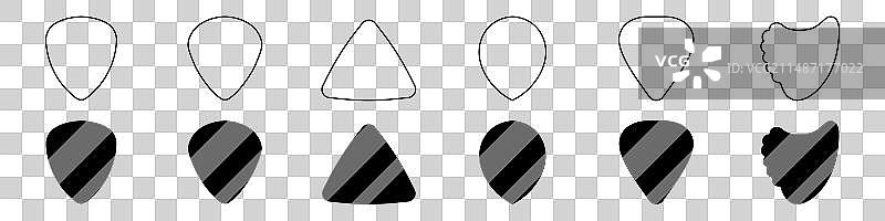 吉他拨片图标摇滚拨片轮廓合集图片素材