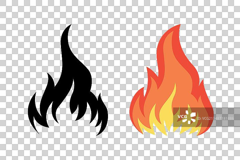 扁平火焰图标合集：营火造型图片素材