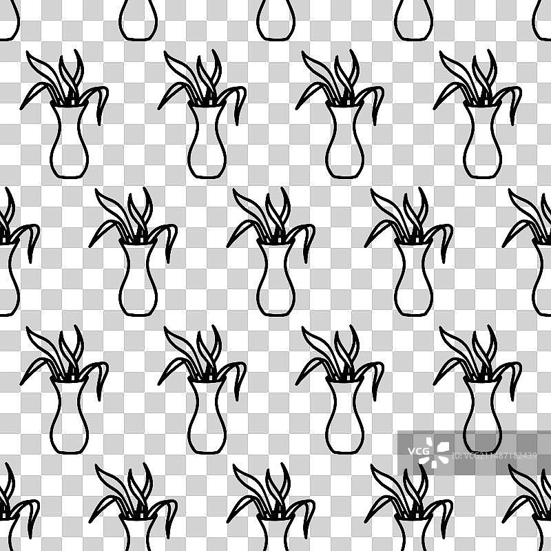 盆栽花卉涂鸦无缝图案图片素材