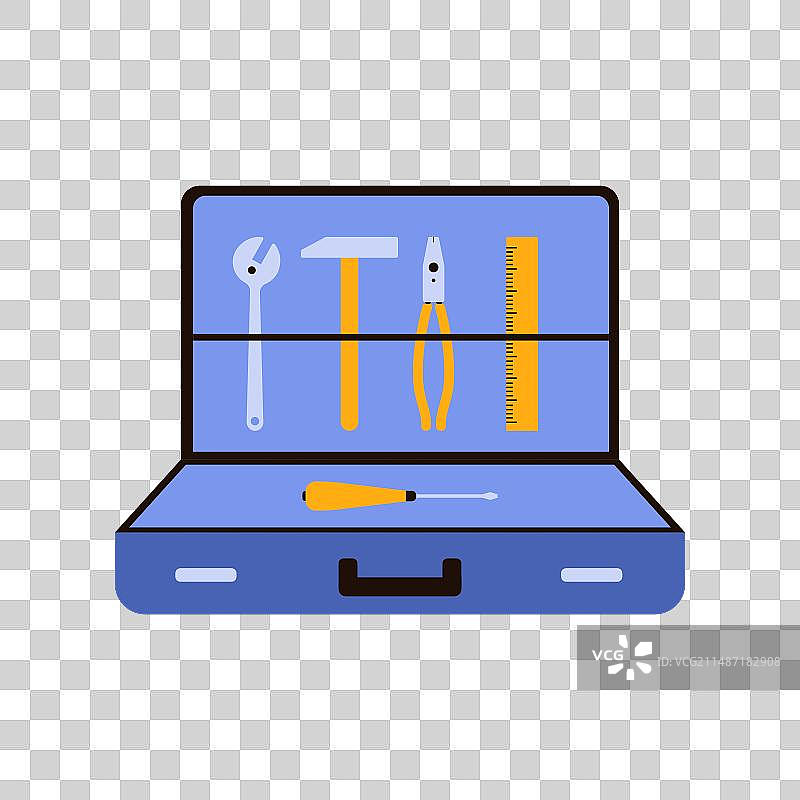 木匠和承包商的打开的工具箱图片素材