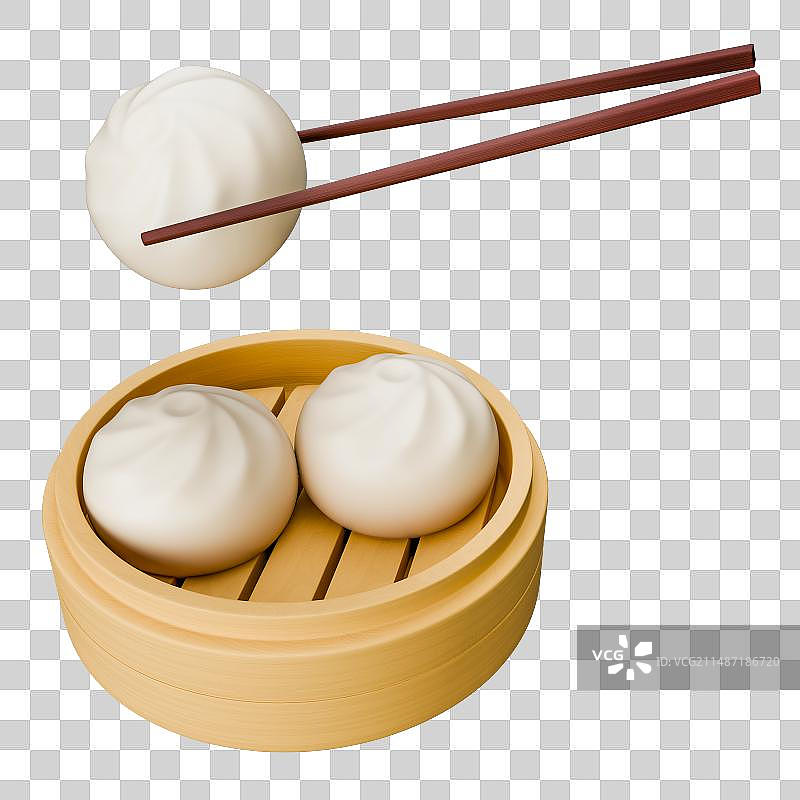 3D立体渲染食物元素包子馒头均衡膳食面食图片素材