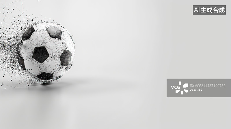 【AI数字艺术】白色背景上的足球特写镜头图片素材
