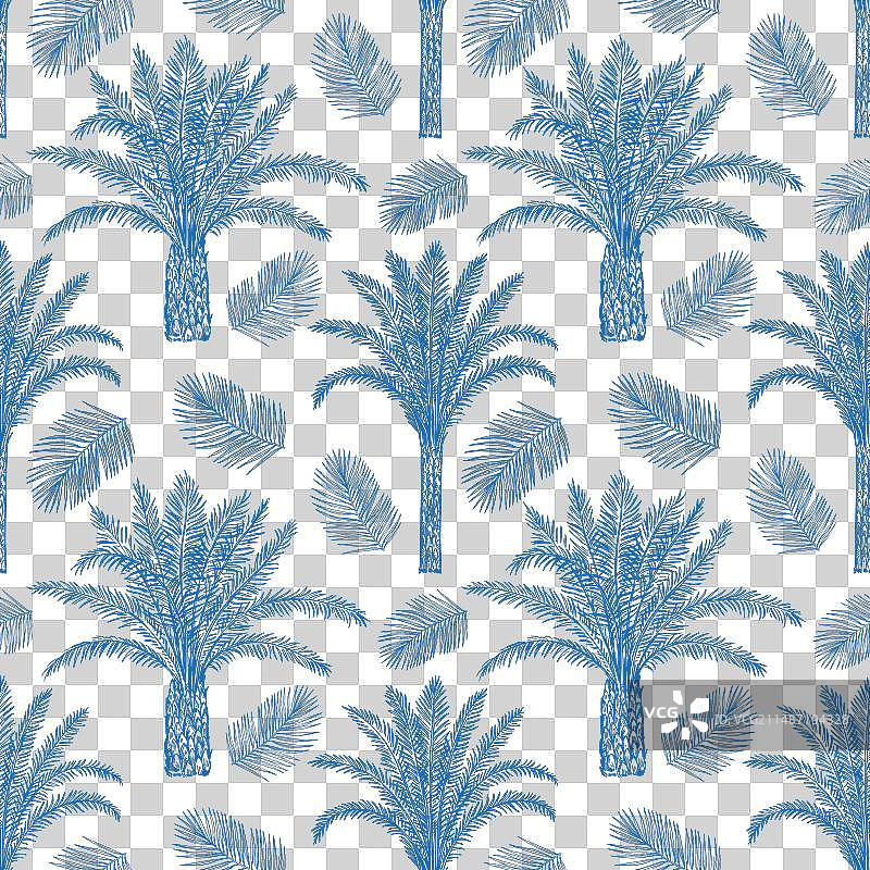 棕榈树和树叶的无缝图案图片素材
