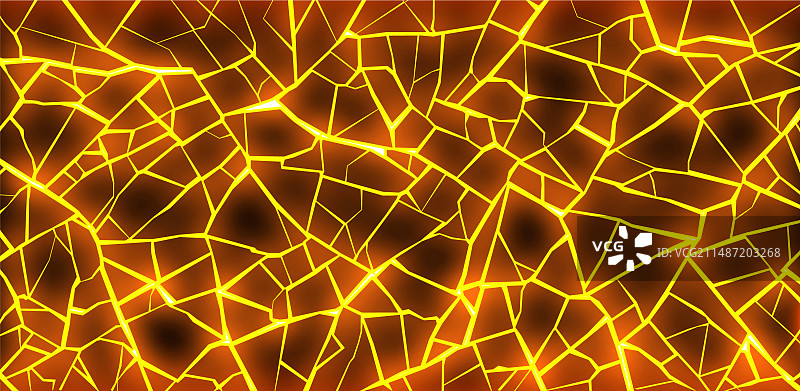 深橙色发光背景上的黄色裂纹图片素材