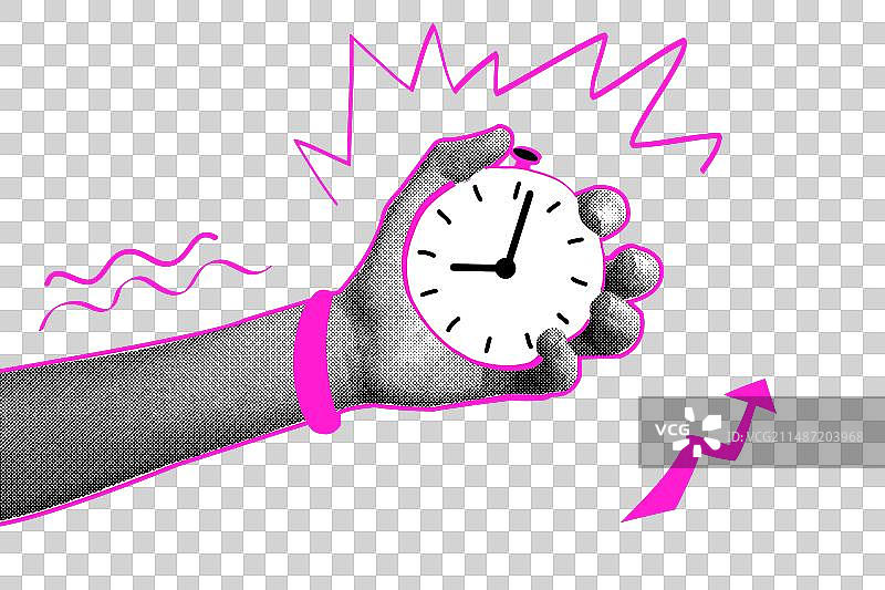 时尚半色调手绘涂鸦秒表拼贴图片素材