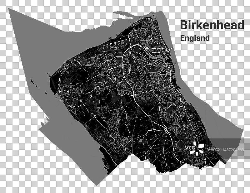 伯肯黑德市行政区域地图图片素材