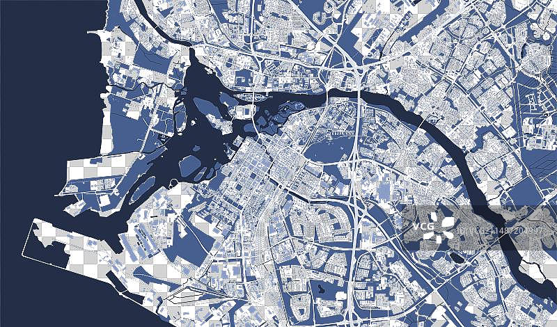 芬兰奥卢市街道地图图片素材