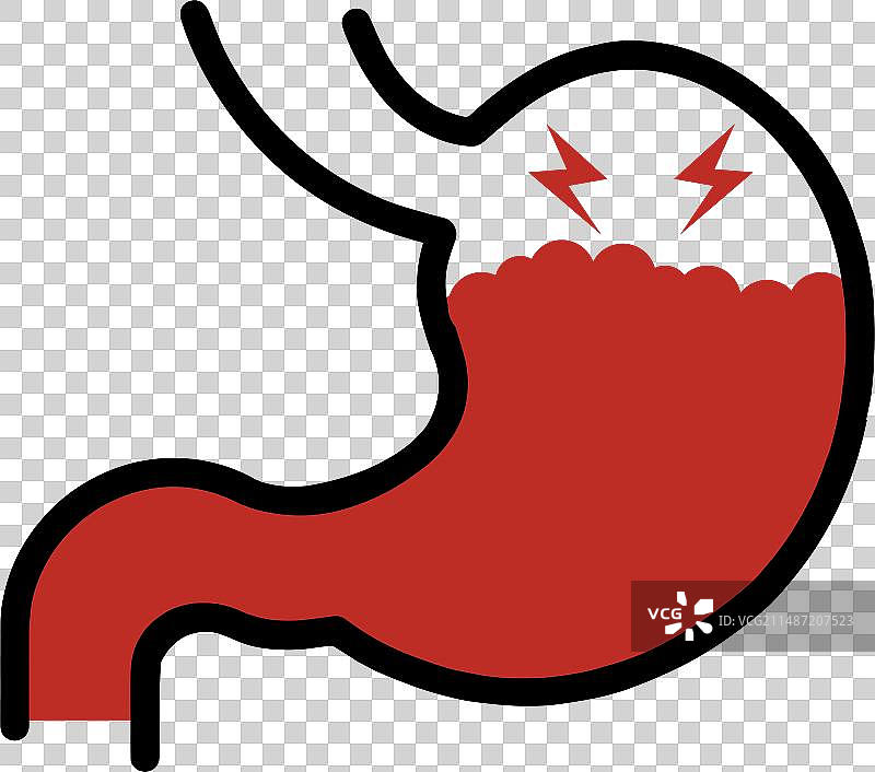 胃痛线和标志图标，人体器官图片素材