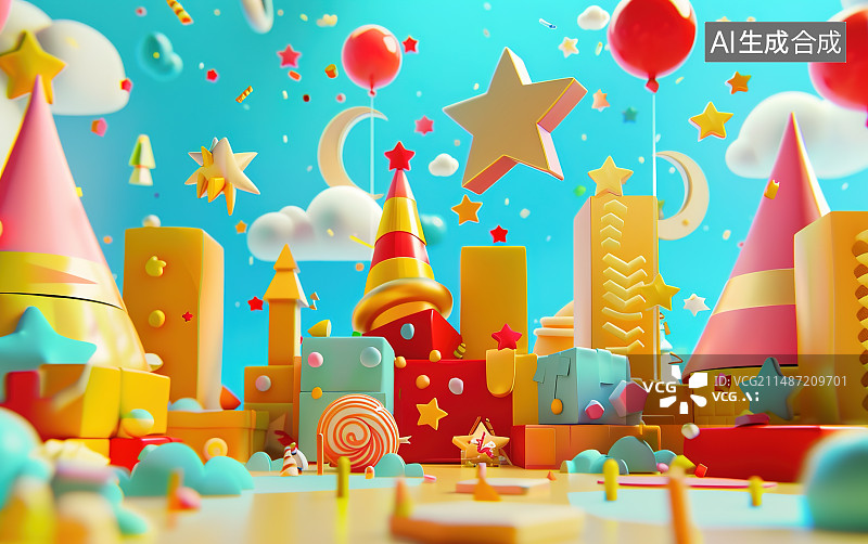 【AI数字艺术】桌子上的各种玩具，儿童节幼儿园插画图片素材
