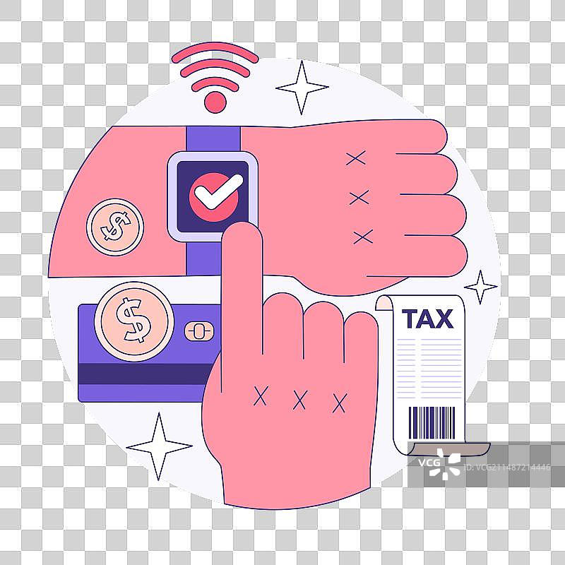 使用可穿戴技术智能设备的角色图片素材