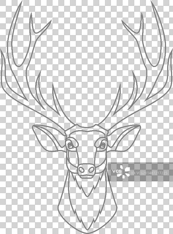 扁平风格的鹿头轮廓图标图片素材