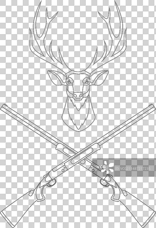 鹿头和交叉的猎枪图片素材