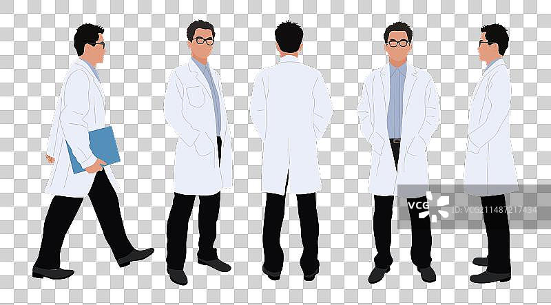 不同姿势的男医生人物图片素材