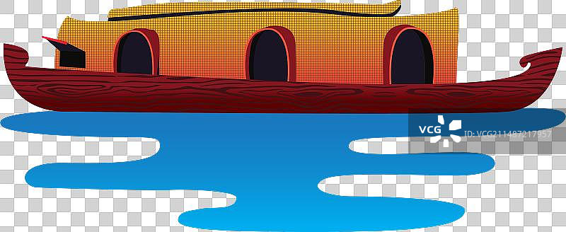 喀拉拉邦的船在水中（孤立）图片素材