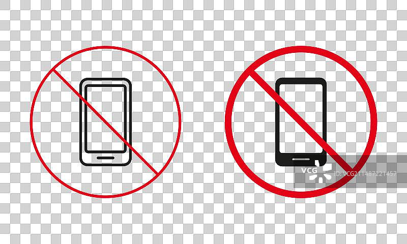 禁止使用智能手机的线条和轮廓图片素材