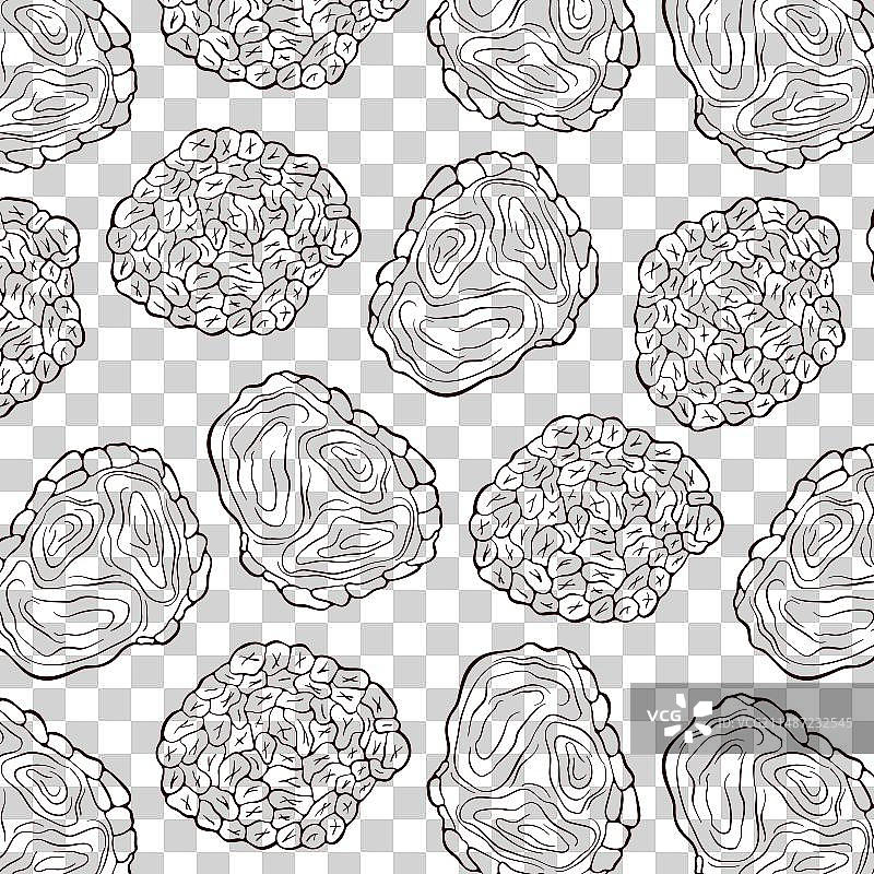 松露蘑菇无缝图案线条艺术风格图片素材