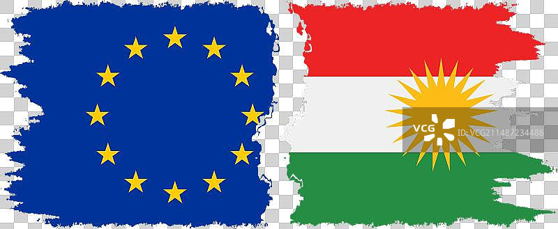 库尔德斯坦和欧盟复古旗帜图片素材