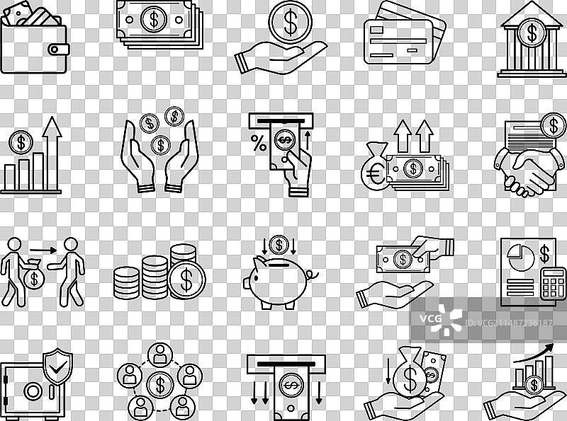 金融图标：货币和信用卡图片素材